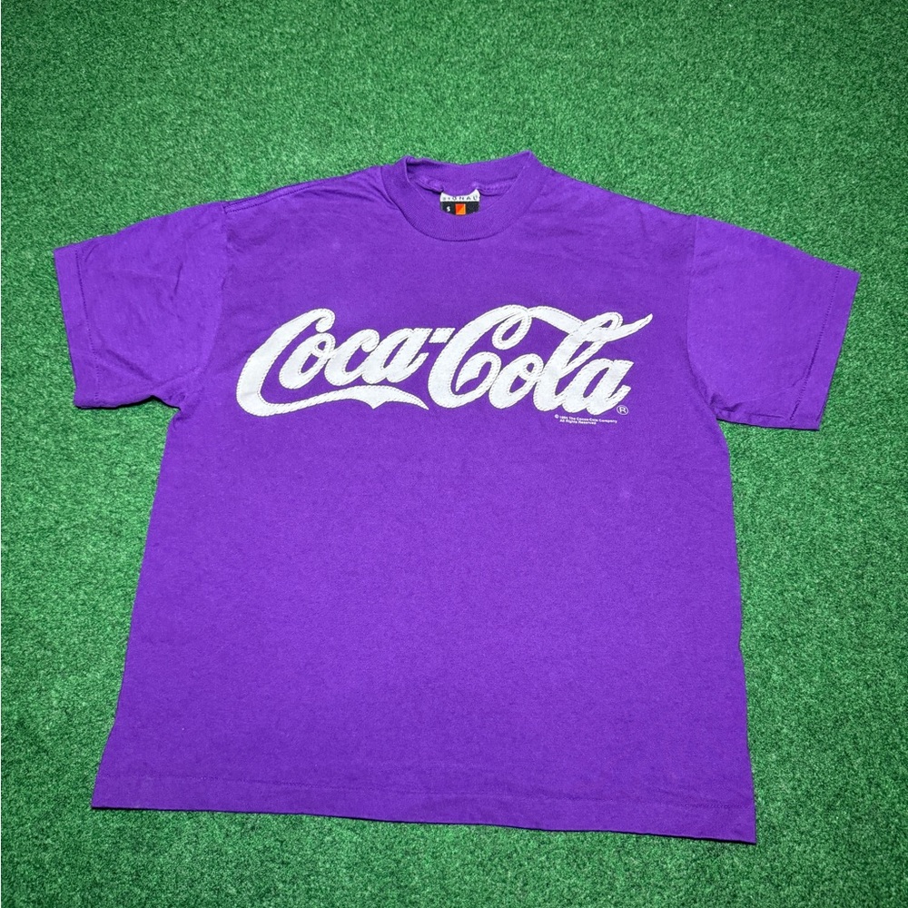 Vintage 90s Coca Cola Purple T-shirt, Iconic Simplistic Coke Pop Soda (Small)